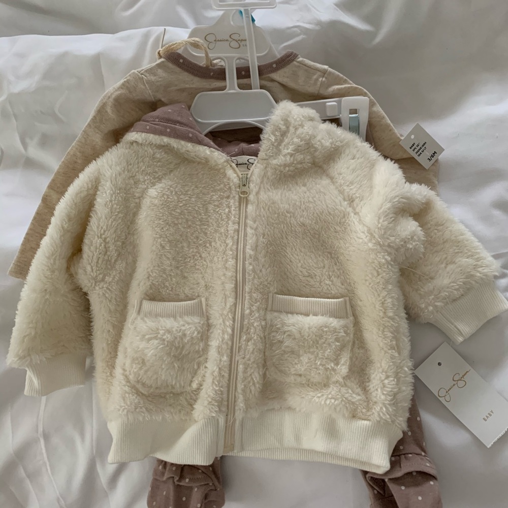 Baby 3-6 month fleece coat/pants/onsie set